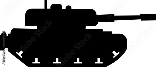 Tank armored vehicle military icon in black flat style featuring panzer, armor, war machine, combat vehicle synonym elements for army, defense and battlefield design use