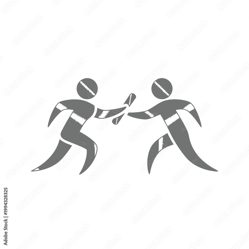 Obraz premium Relay Race Baton Pass Icon: Teamwork, Speed, and Collaboration Symbol