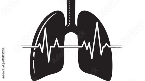 Close-up of Human Lungs with Medical Illustration Showing Respiratory System.
