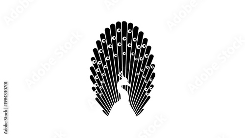 Peacock logo, black isolated silhouette