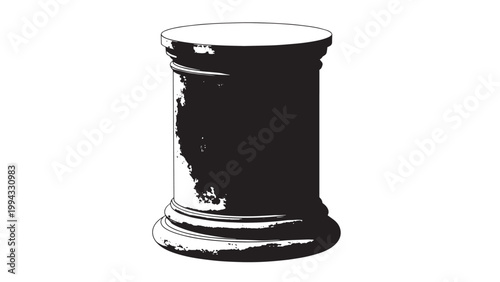 Black and White Spool of Thread on a Wooden Base.