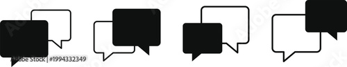 Chat bubble and text message icon set. User engagement and talk symbols. Speech bubble and messaging symbols. Digital interaction and social talk sign. Application signs
