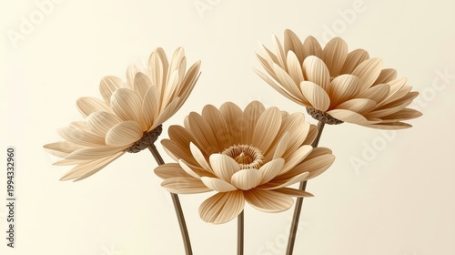 Delicate beige flowers bloom softly against a gentle background