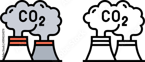 CO2 emission factory pollution environmental icon illustration