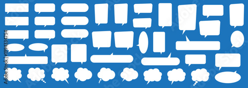 Collection of empty comic speech bubbles and thought clouds for stickers and infographics.