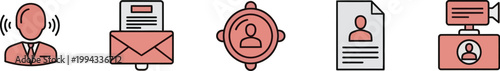 Recruitment icons represent human resources and corporate talent.