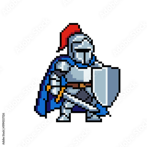 Εκτύπωση καμβά Pixel art style warrior images, unique Pixel art characters, armored warriors, 8
