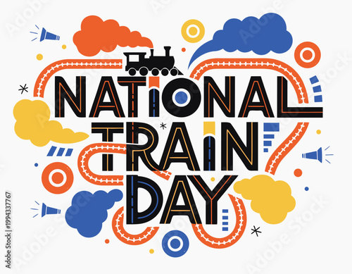 National Train Day Vector Illustration, Railway Transportation Celebration Design