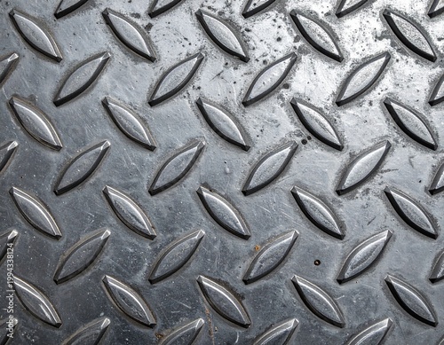 Seamless High-Resolution Top-Down Texture of Industrial Anti-Slip Diamond Plate Steel