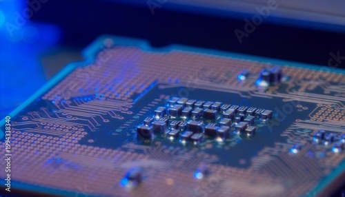Obraz na płótnie 半導体チップ・基板上配置・電子部品構造（テクノロジー素材）