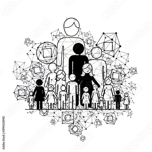 Connected Family Network Abstract Art