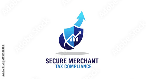 Secure Merchant Tax Compliance Logo with Shield and Arrow Design.