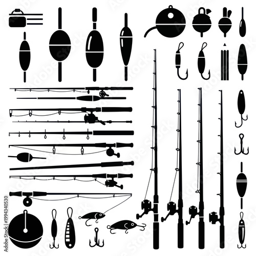 Fishing Tackle Collection: Rods, Reels, Floats, Lures, Hooks, and Accessories
