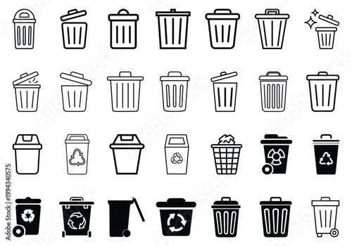 set of trash can icons