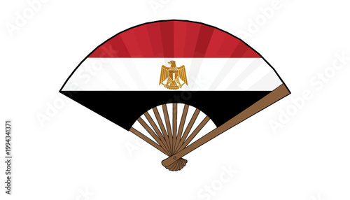 Egyptian Flag Fan Icon Vector Illustration, Isolated Transparent Background for Travel or Cultural Design Projects