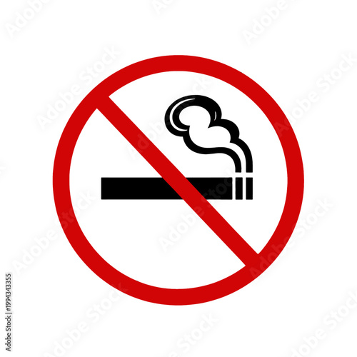 No Smoking Sign Vector Icon, Prohibited Cigarette Symbol with Red Circle and Slash, Isolated Transparent Background for Web UI