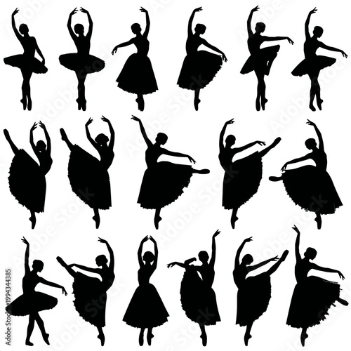 Ballet Dancer Silhouettes: Collection of Elegant Poses