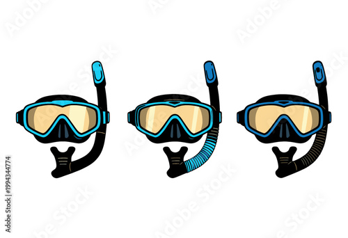 Snorkeling Mask and Snorkel Set Vector Illustration, Isolated Transparent Background for Diving Equipment Design