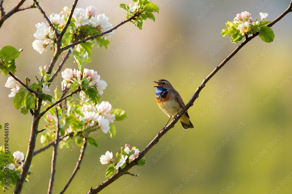 Fototapeta premium Little bird singing in the spring