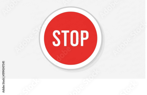 Stamp Stop Sign Vector Sticker. Flat Minimalist Circular Warning Icon for Traffic and Security.