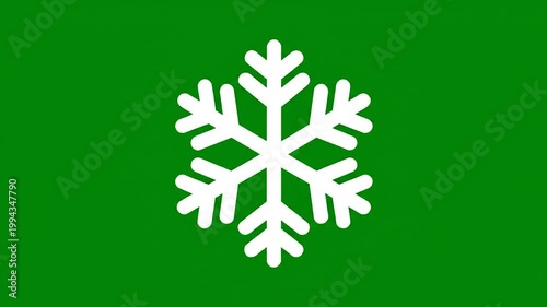 3d white snowflake icon isolated on dark green background minimalist design