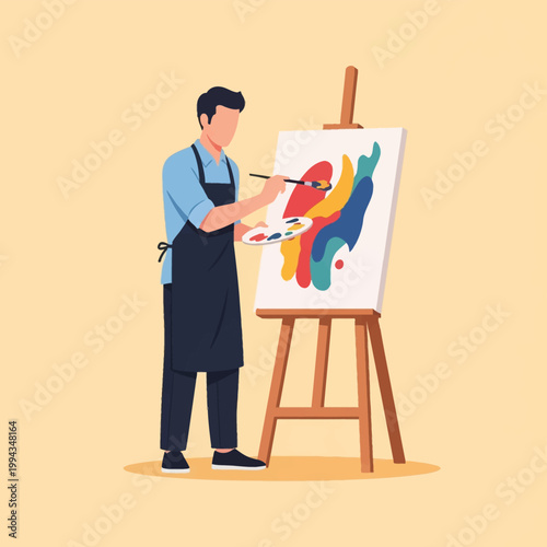 artist painting on easel