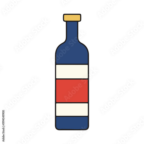 Minimalist Flat Illustration of a Blue Glass Bottle