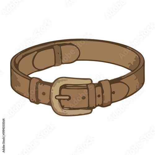 Classic brown leather waist belt isolated on white background