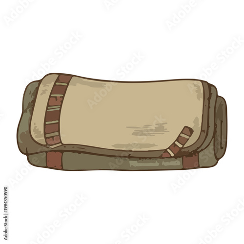 Rolled sleeping bag pixel art for outdoor camping game asset