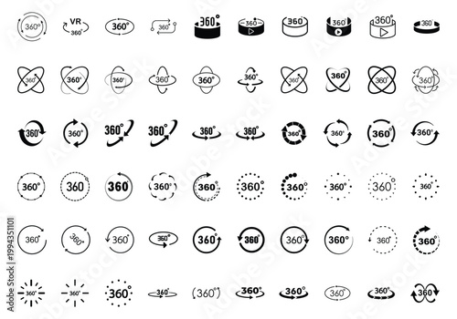 360 degree angel views icon set