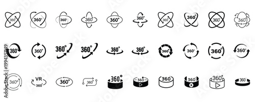 360 degree angel views icon set