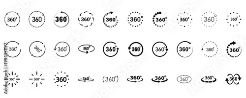 360 degree angel views icon set