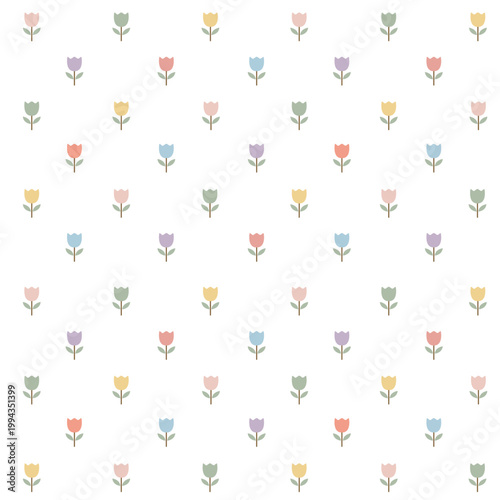 Seamless Pastel Tulip Minimalist Pattern
