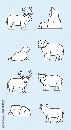 set of funny animals