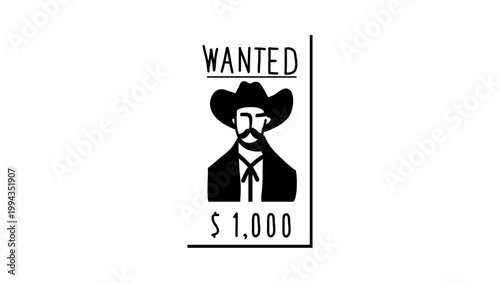 wanted poster, black isolated silhouette