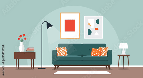 A brightly colored illustration depicts the interior of a subway car with red seats and a city view