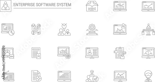 Enterprise software system elements demonstrate digital business management.