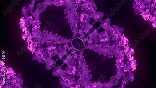 High-tech 3D spiral energy blast with S-shaped motion and refraction waves. Features vibrant pink and magenta neon tones, perfect for cyberpunk intros and gaming backgrounds