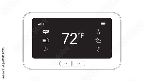 Smart Thermostat Display Showing Temperature and Settings in Modern Home Environment.