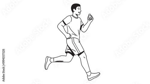 Active man jogging outdoors in a casual sports outfit during daytime.