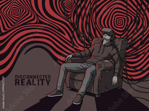 Surreal VR Control Illustration – Technology Addiction and Digital Manipulation Concept Art