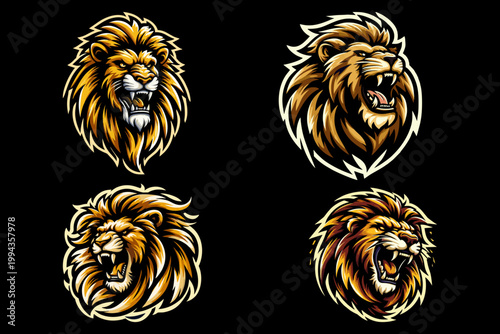 This is a golden lion mascot logo with sharp fangs suitable for use in company logo designs, aviation, shipping, courier, community, group, jewelry, jacket, children's toys, stickers, warehouse,