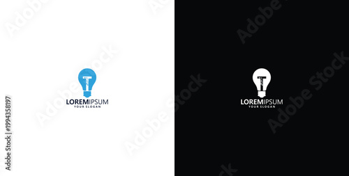 smart bulb technology logo design, bulb logo design initial T creative bulb logo ideas
