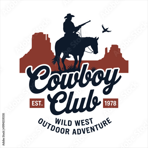 Cowboy Club Wild West Outdoor Adventure Emblem vector