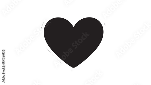 Simple Black Heart Icon Symbolizing Love and Affection.