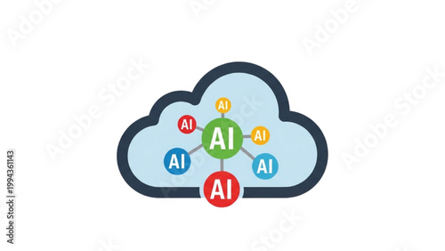 AI Cloud Connectivity: An innovative graphic showcases interconnected artificial intelligence nodes within a cloud.