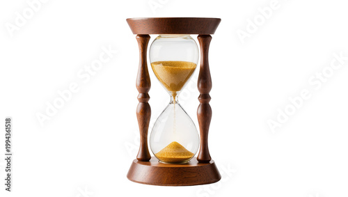 Bild auf Leinwand Classic Wooden Hourglass with Flowing Golden Sand