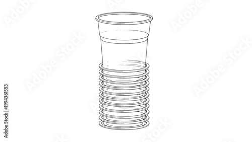 Clear plastic cup with a ribbed design, isolated on a white background.