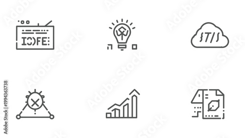 Eco-Friendly Icons Set: A collection of simple, environmentally themed icons symbolizing sustainable practices. These icons are ideal for use in infographics, presentations.