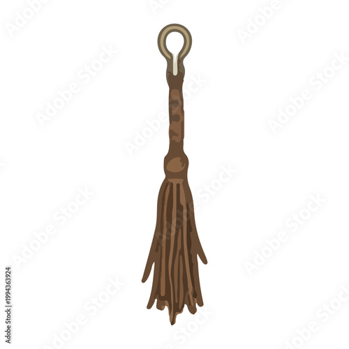 Brown Leather Tassel Illustration Isolated on White Background